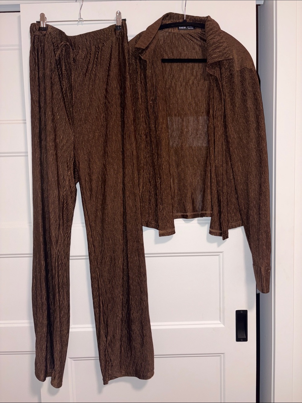 Brown Textured Flowy Matching Set